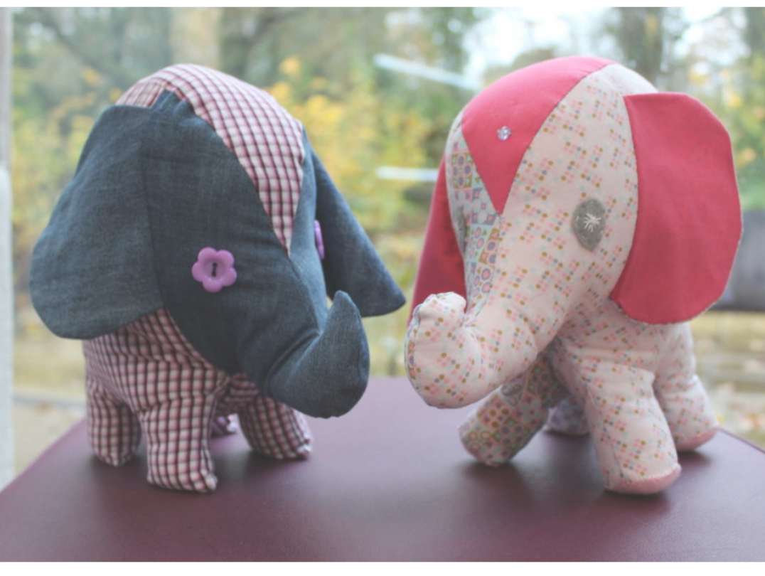 Hand sewn memory elephants with our Living Well Services
