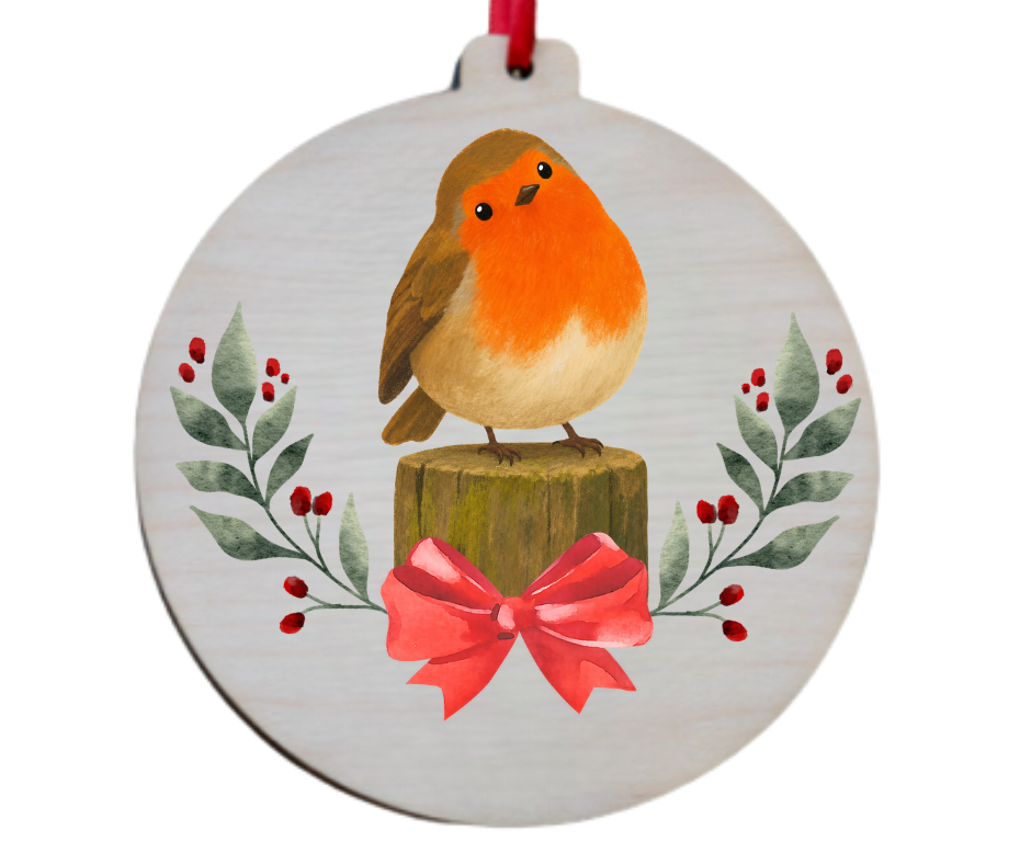 LUAL wooden Robin tree decoration - decorative